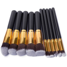 Load image into Gallery viewer, Silver/Golden Makeup Brushes